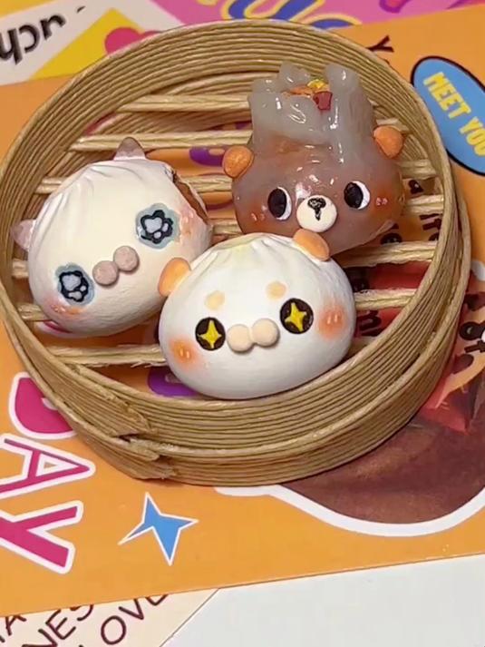 石塑粘土一笼小包子