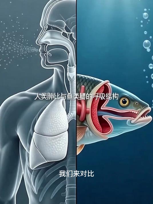 人类肺与鱼类鳃的呼吸结构对比