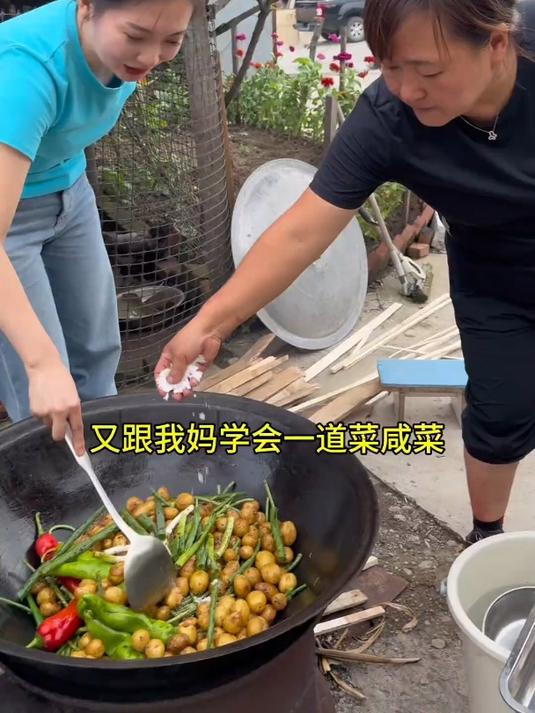 烀一锅豇豆牛肉咸菜,凉拌猪拱嘴蘑。