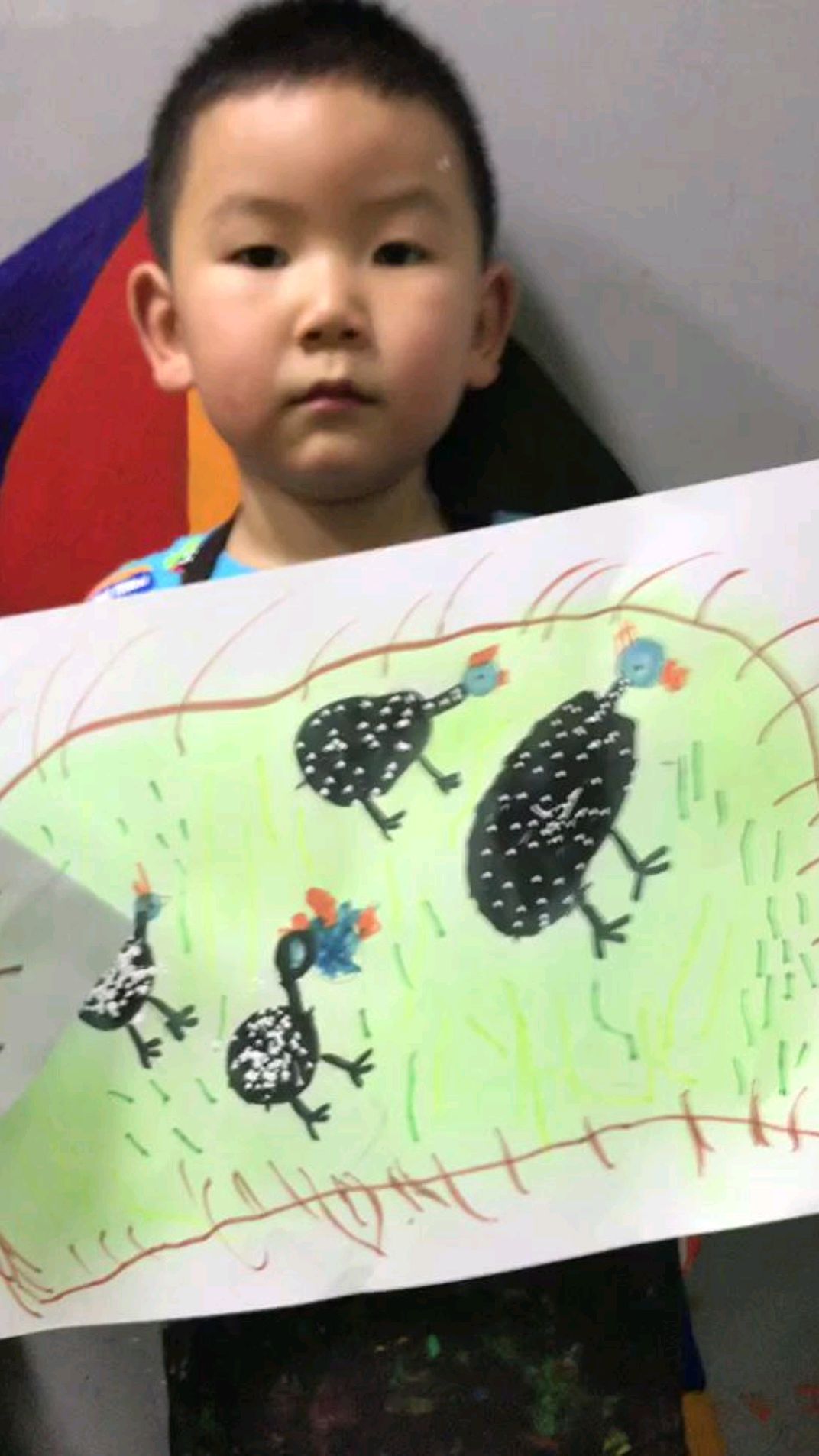 萌宝画的珍珠鸡
