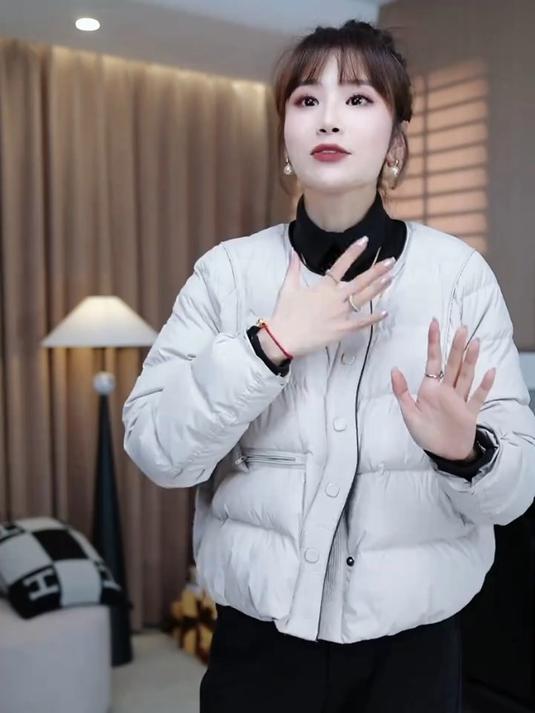 松软面包~圆领羽绒服短款休闲百搭面包服