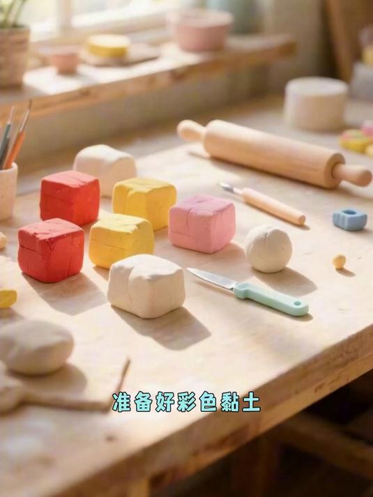 黏土课捏蛋糕，插上蜡烛超温馨