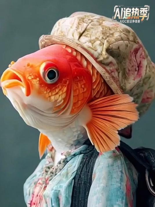 鱼头人身小家伙亮相,花帽碎花裙造型吸睛,你猜它会说啥?