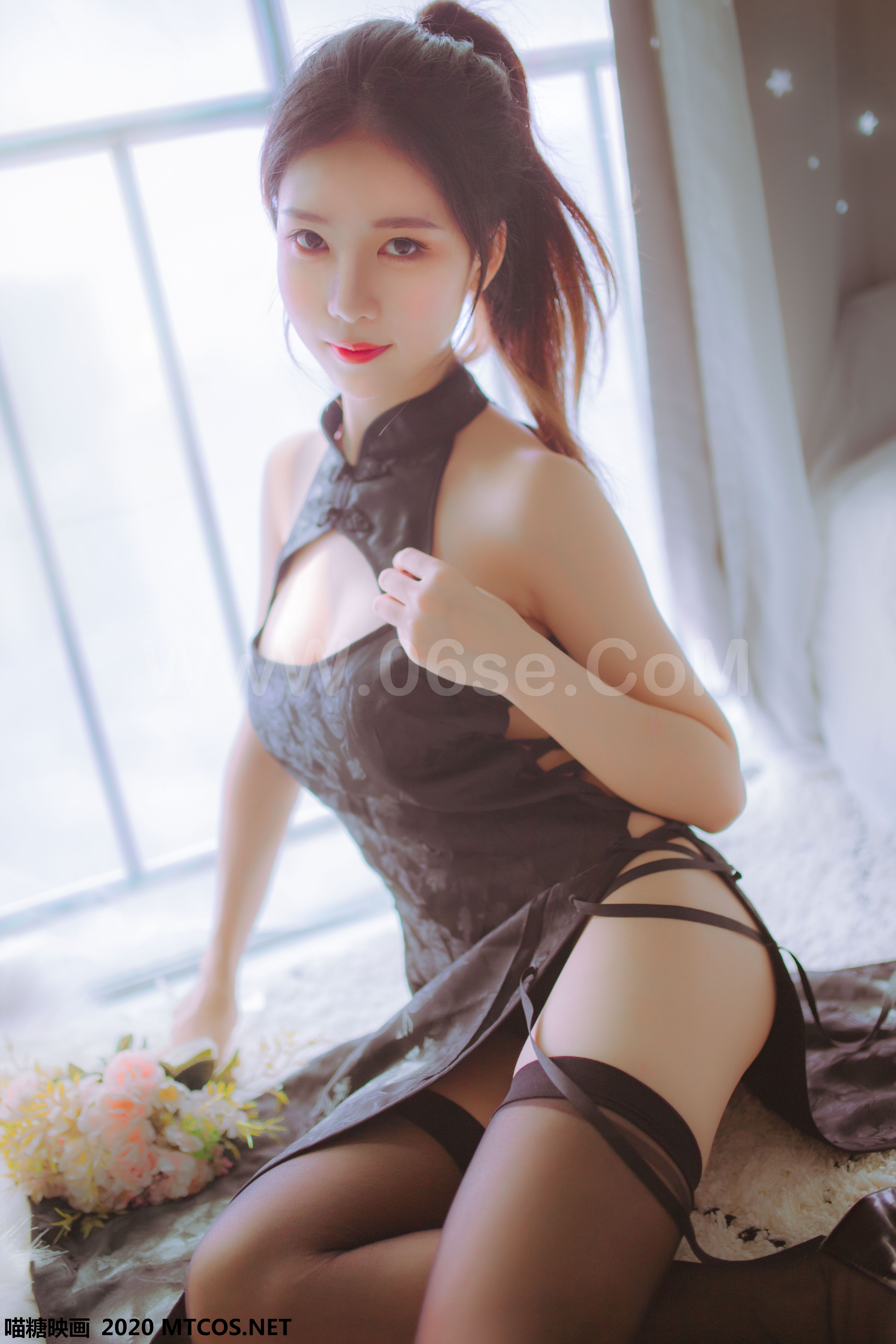 图片[6]-[MTCos] 喵糖映画 Vol.114 抖娘-利世&抖娘X不呆猫 黑白旗袍双子-六色网