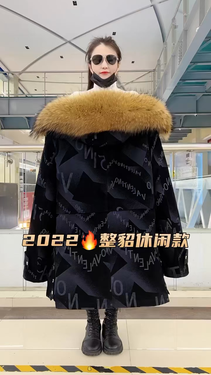 男士中长款皮草外套派克服