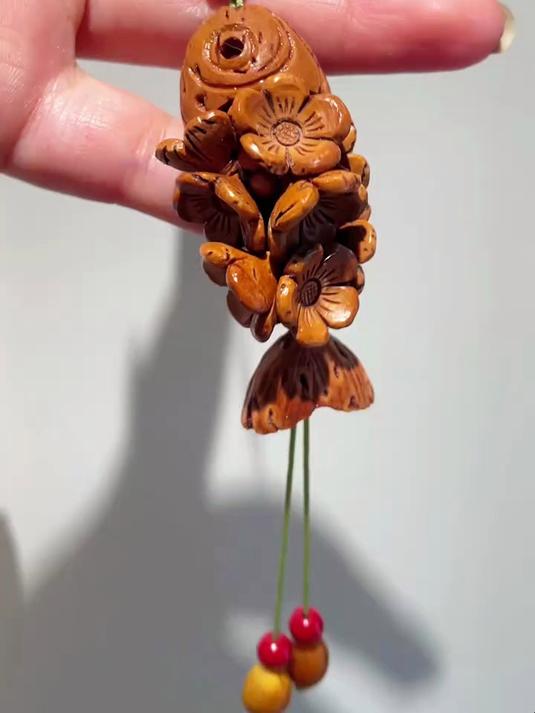 #喜爱度激励计划 用最近很火的鱼骨设计一款漂亮的余生繁花似锦挂件