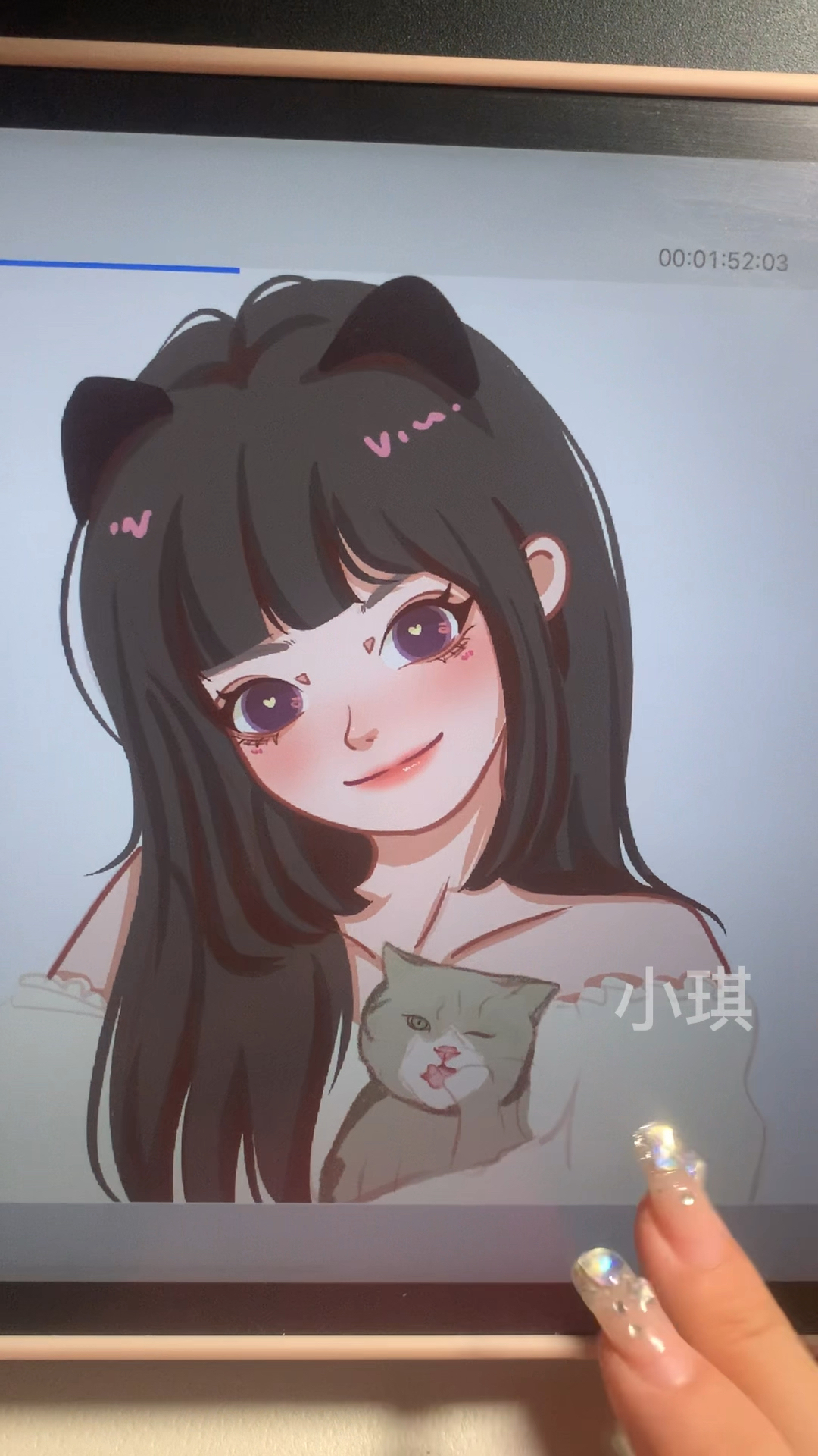 猫咪女生的手绘头像