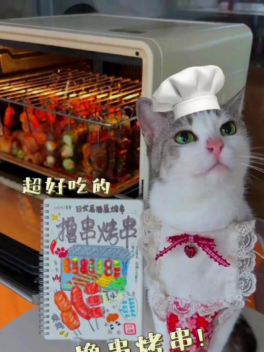 厨猫:宅家烤串太过瘾了!想吃谁做的就艾特谁吧~