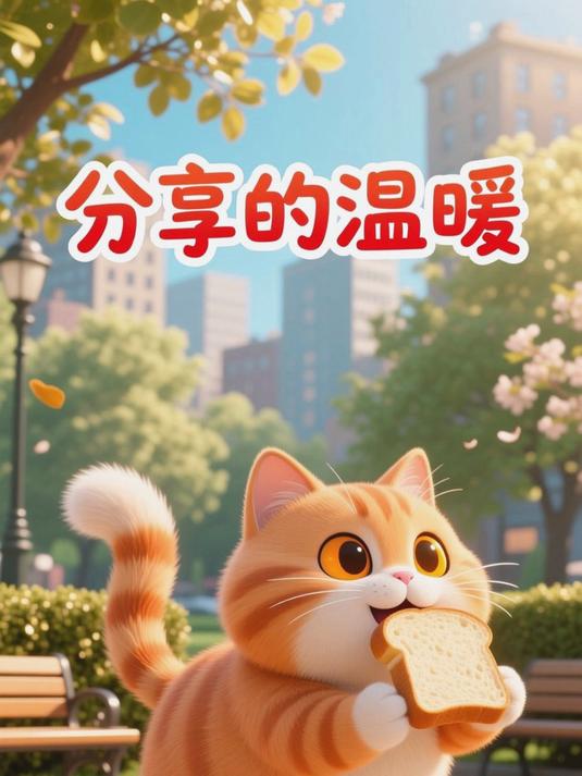 橘猫偷咬佩奇的面包,转身分给了流浪狗