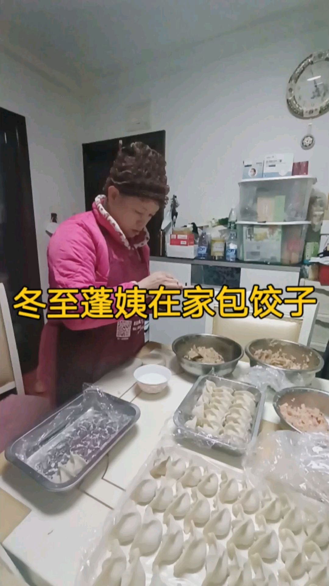 冬至了,蓬姨在家准备了三种馅儿,包了好多饺子,一家人团团圆圆!