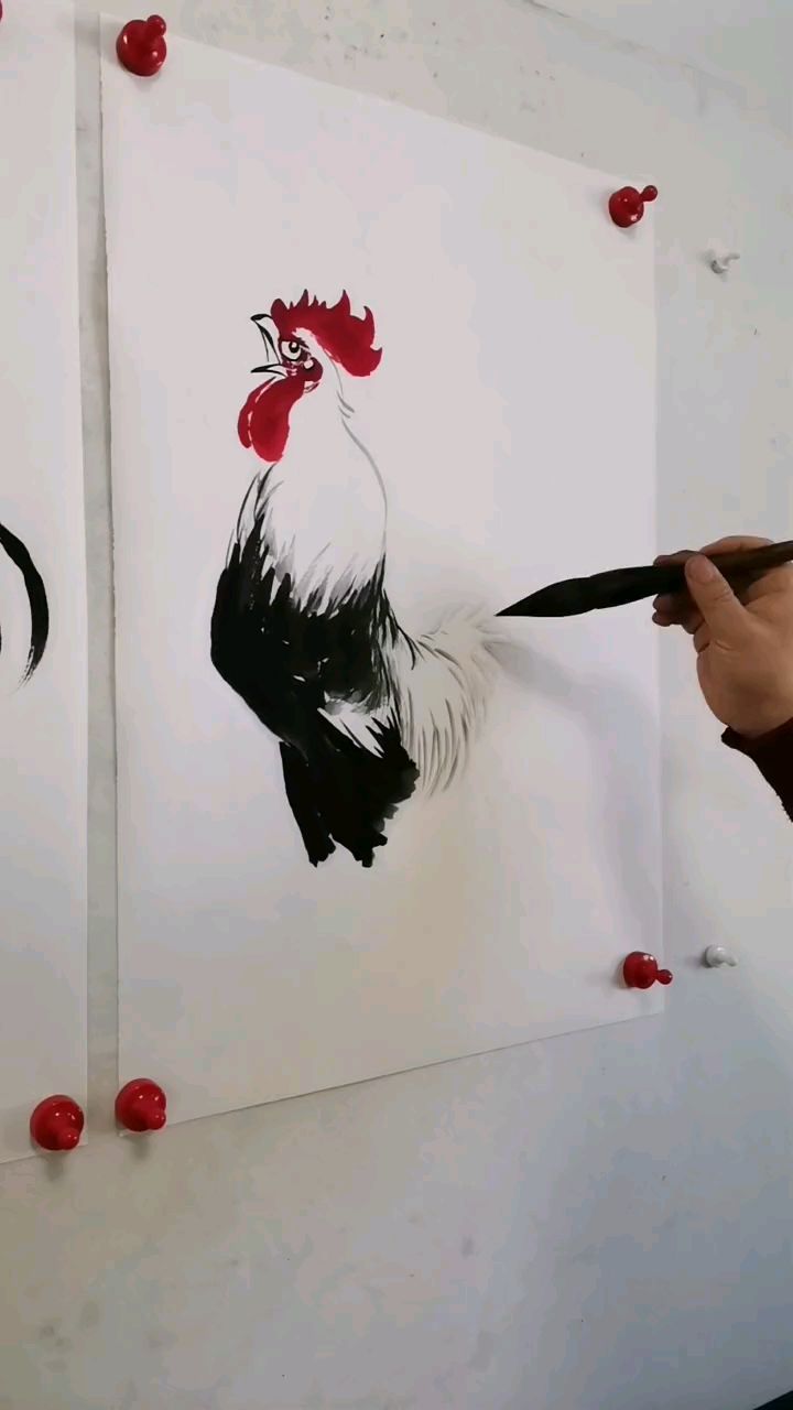 王兴民国画公鸡:大公鸡画法