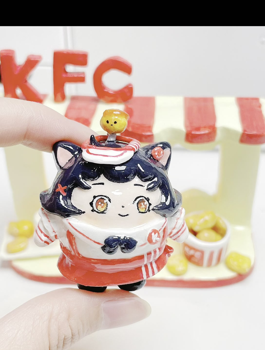 石塑粘土|看我的鸡块妹和她的肯德基小店