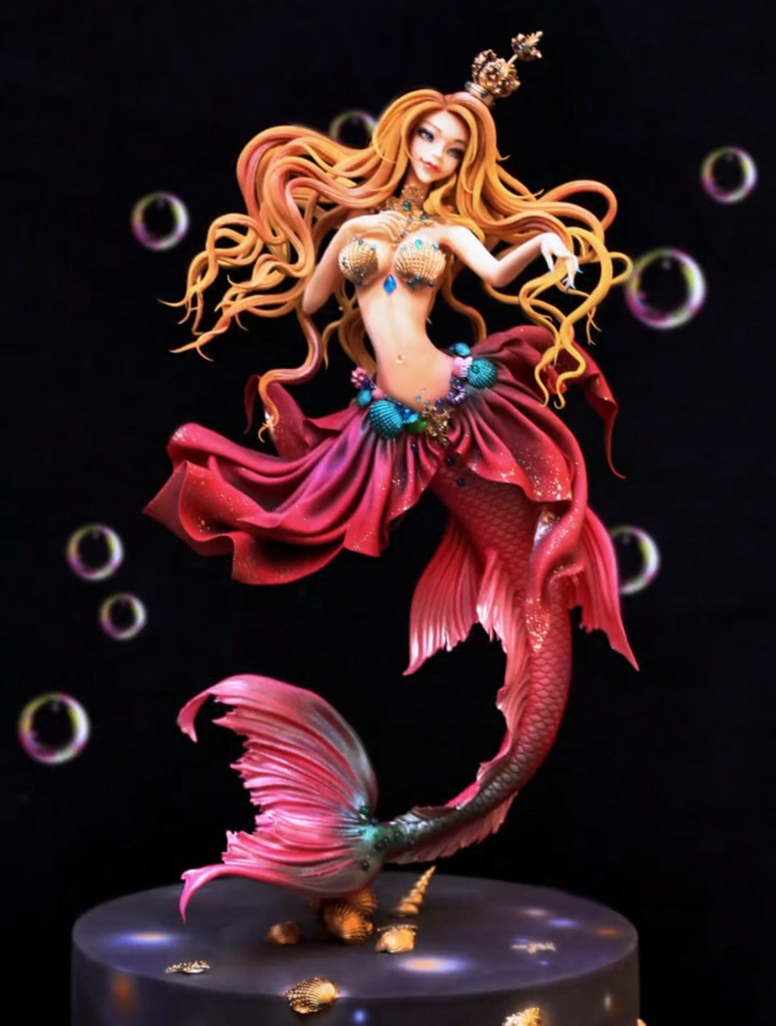 我超爱的翻糖人鱼公主,你们喜欢不,翻糖蛋糕