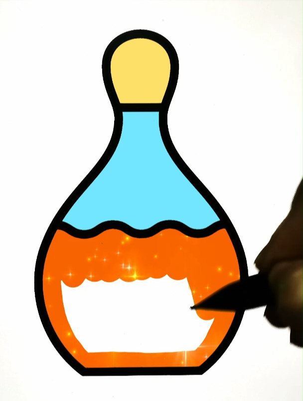 彩虹变色香水瓶 创意解压简笔画填色