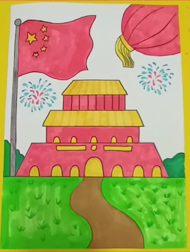 几笔教你画天安门,国庆节,手抄报,爱国,简笔画