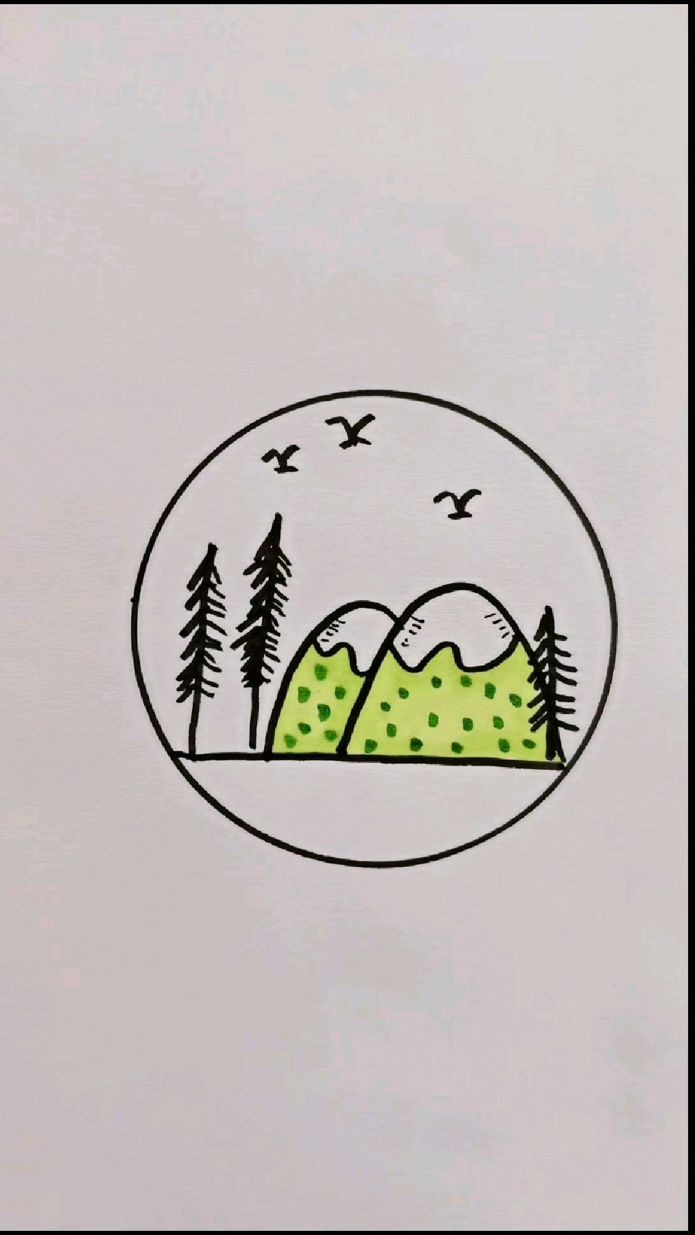 几笔线条画风景