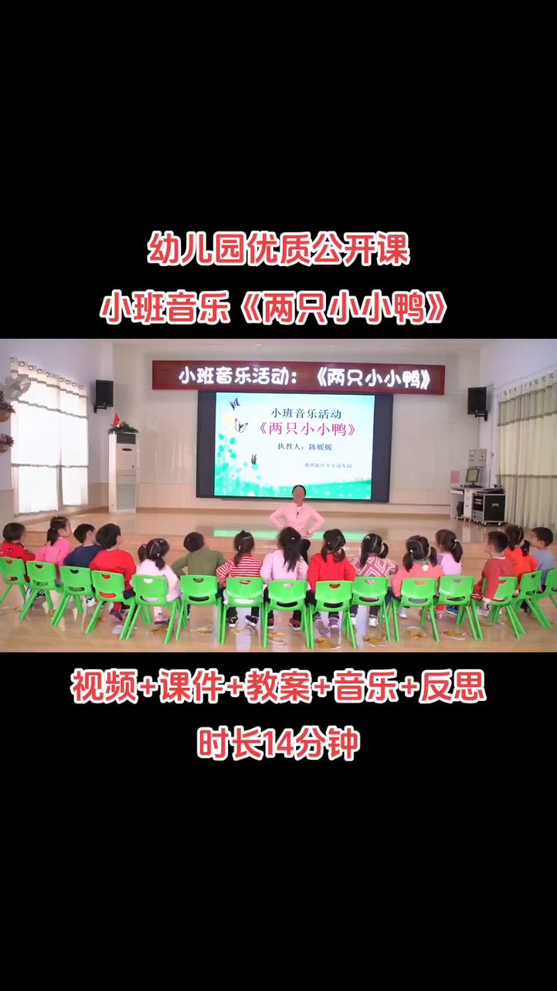 小班音乐《两只小小鸭》视频课件教案音乐反思幼儿园优质公开课