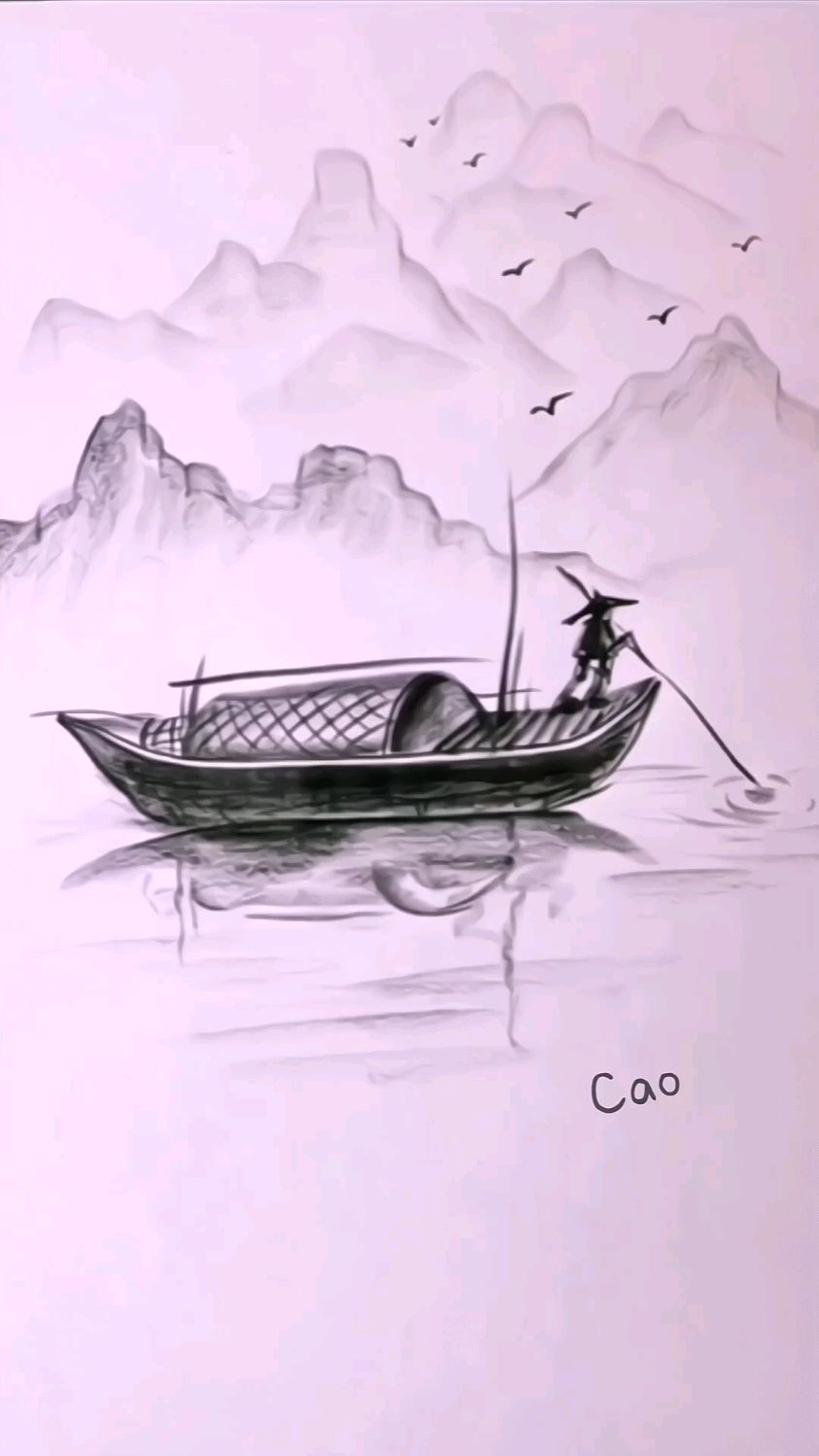 简笔画:教大家画小船和渔夫