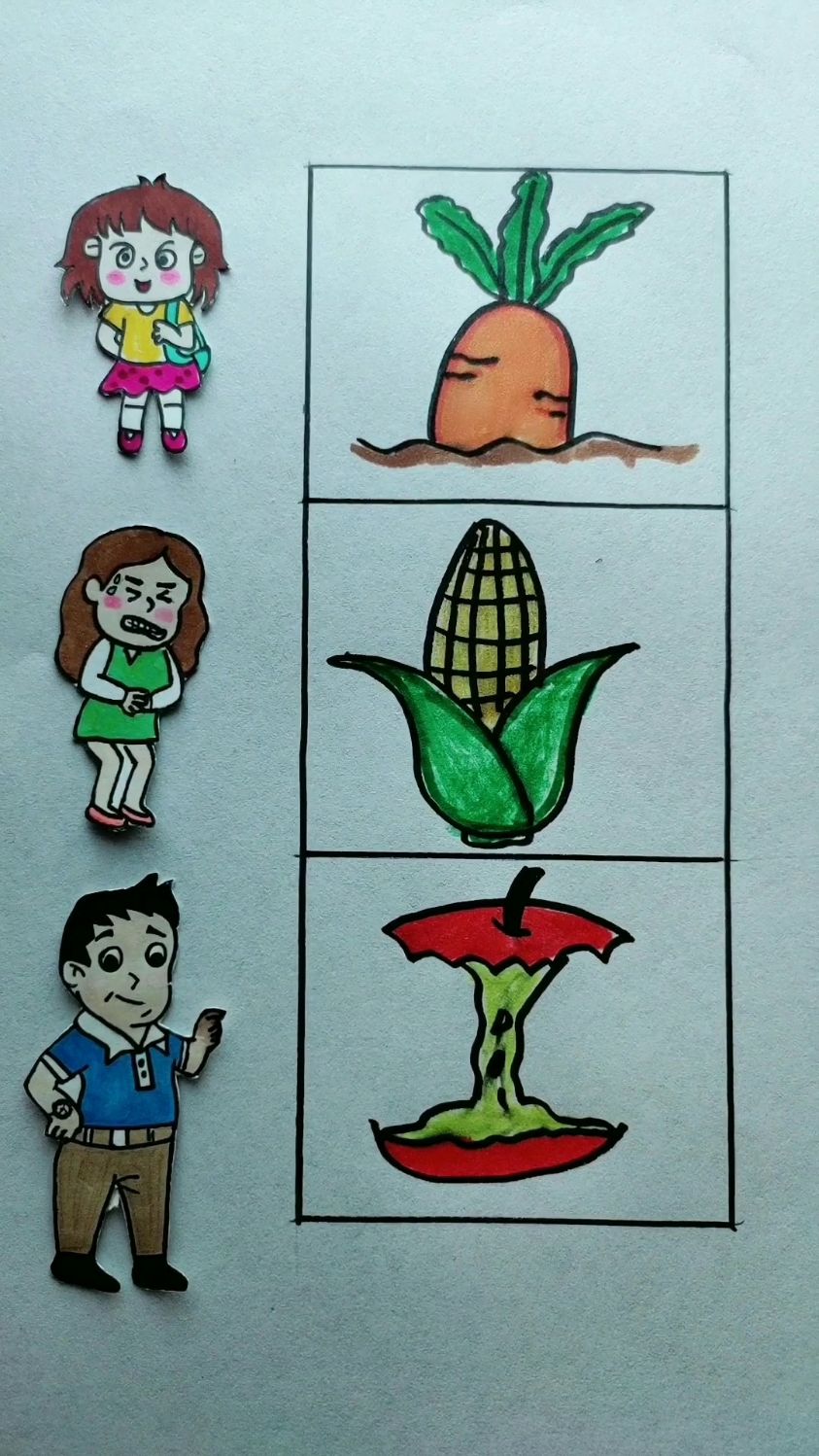 画不同的水果和蔬菜