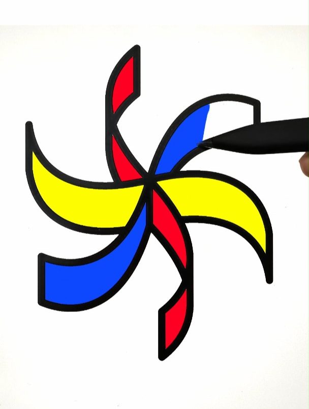 三原色旋转彩带 创意解压简笔画填色 强迫症 声控 解压 涂色