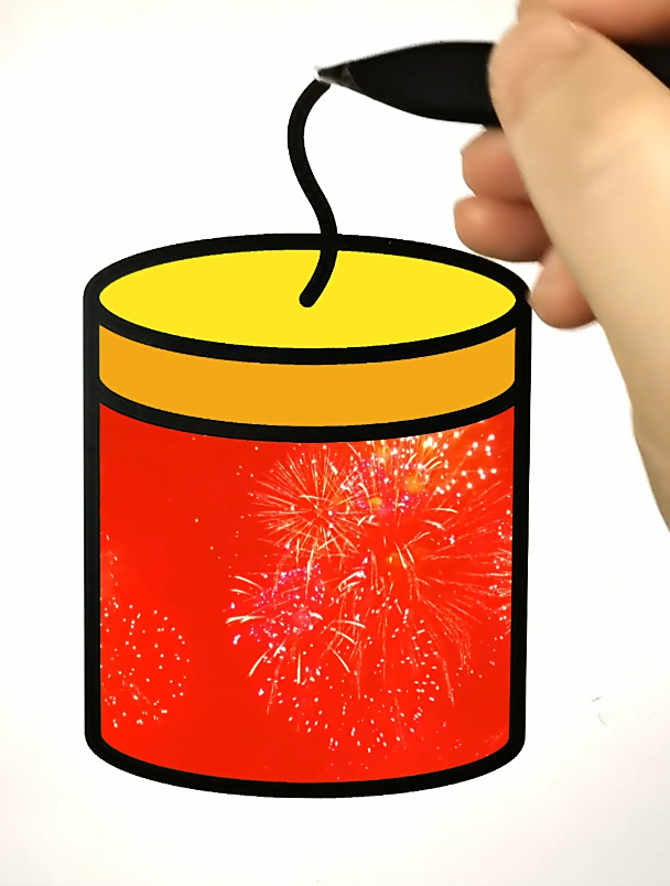 点个炫彩烟花爆竹过新年 创意简笔画填色 强迫症 声控 解压 涂色