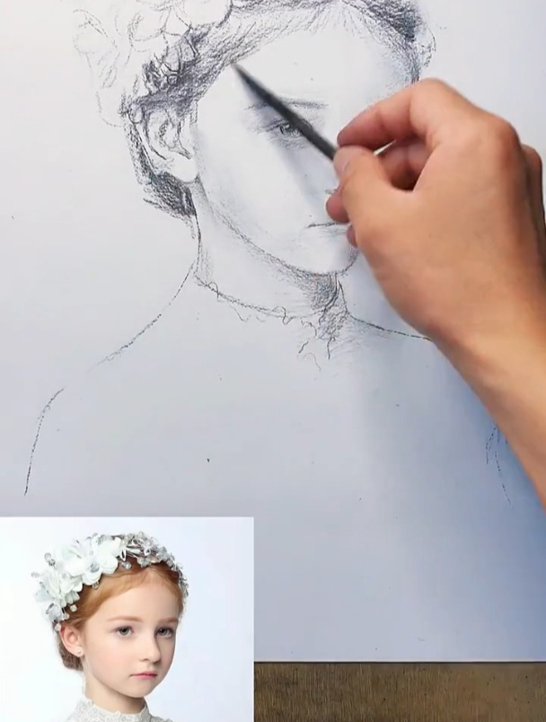 小女孩素描起型示范