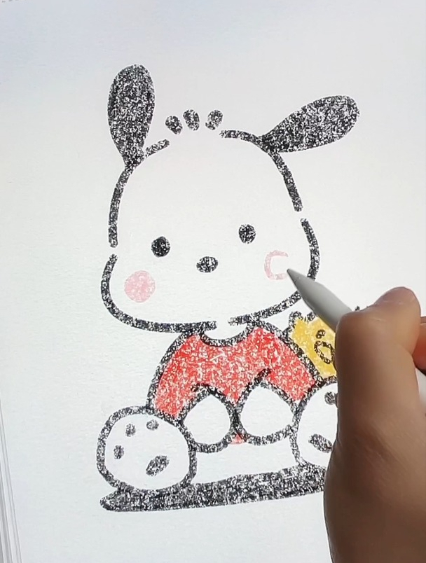 可爱简笔画帕恰狗,动漫三丽鸥简笔画,超可爱的帕恰狗简笔画