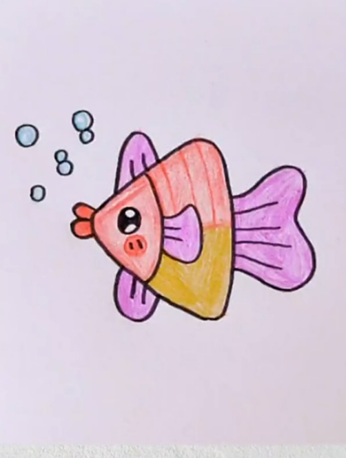 用三角形画小鱼简笔画