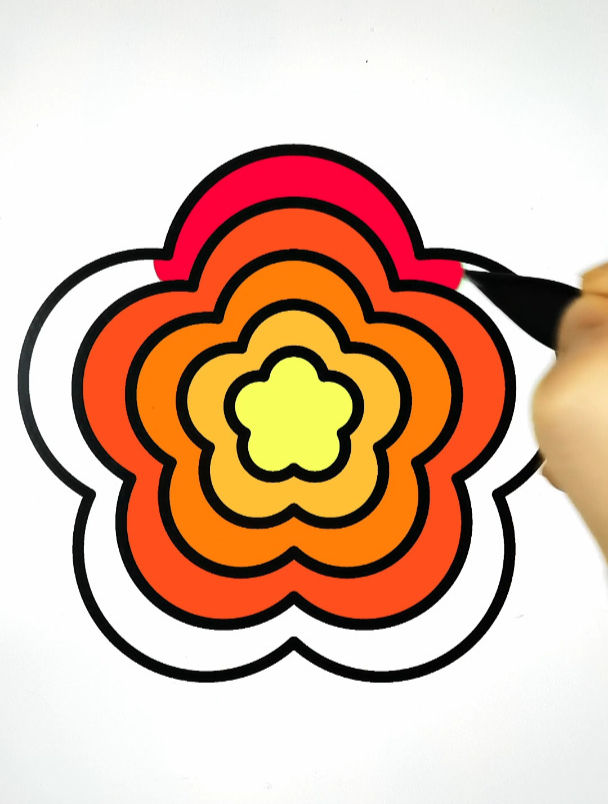 送你一朵炫光小红花 创意解压简笔画填色 强迫症 声控 解压 涂色