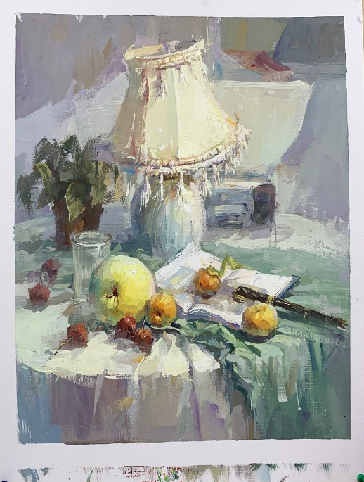 想要画好一张水粉画 首先你得先驾驭好颜料的厚薄干湿度