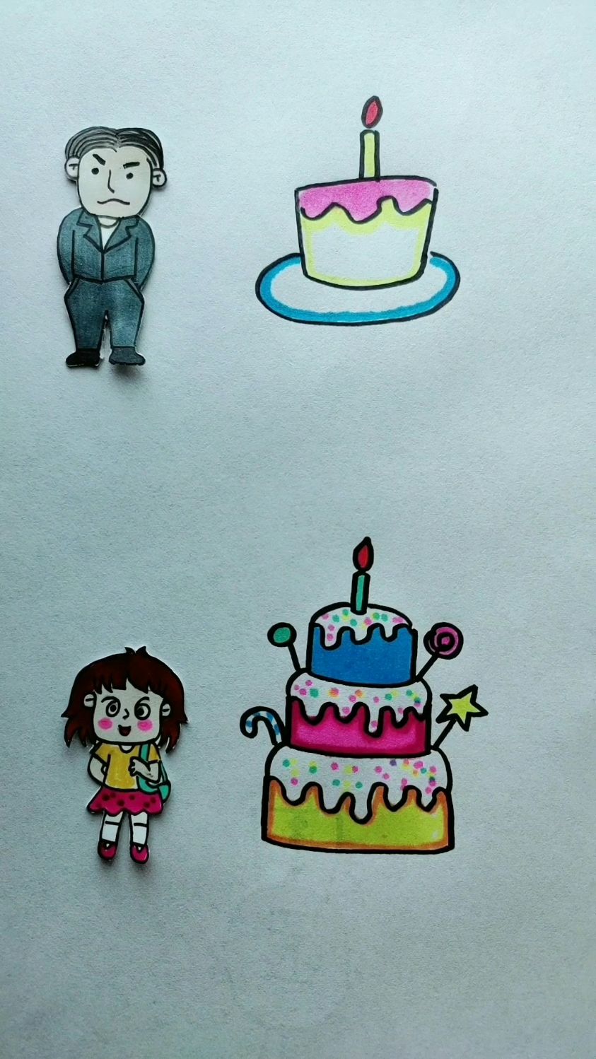 爸爸vs宝宝画的蛋糕