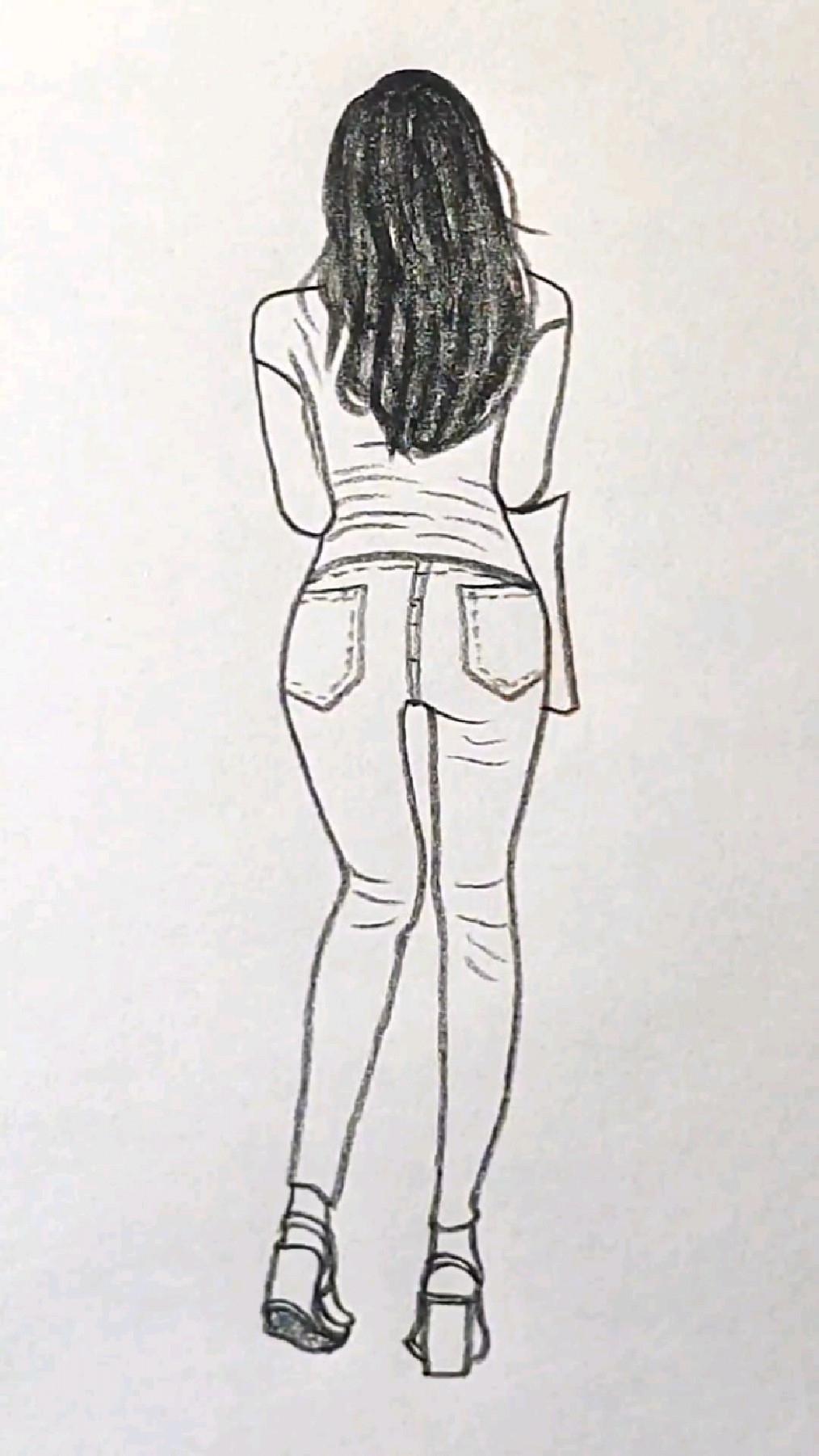 逛街女孩背影简笔画。