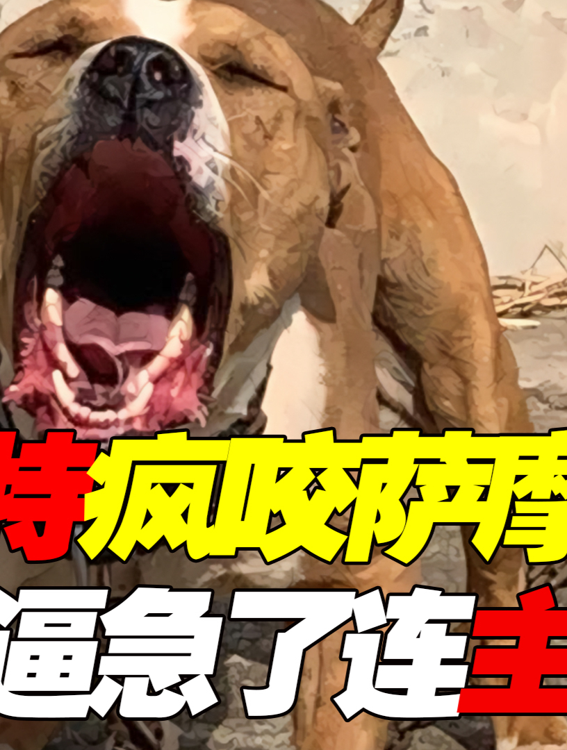 比特犬又出事了!30斤比特疯咬萨摩耶,砖头爆头棍子打断分不开