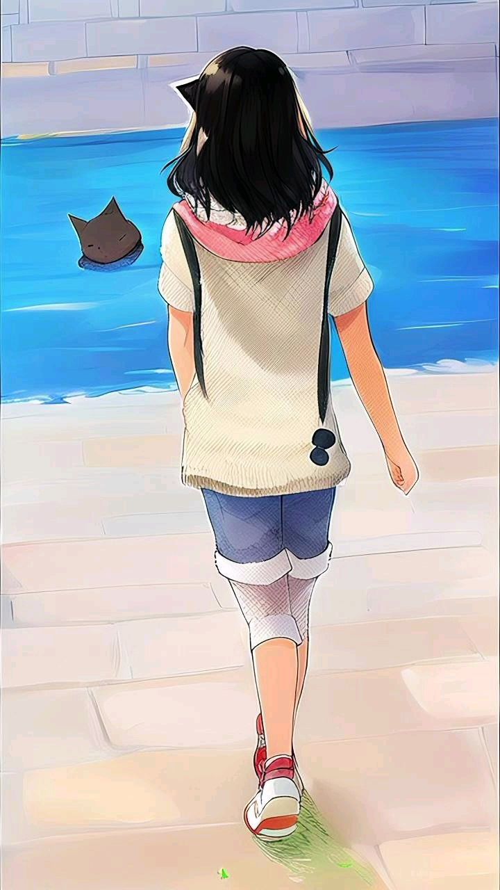 漫画美女卡通背影图片