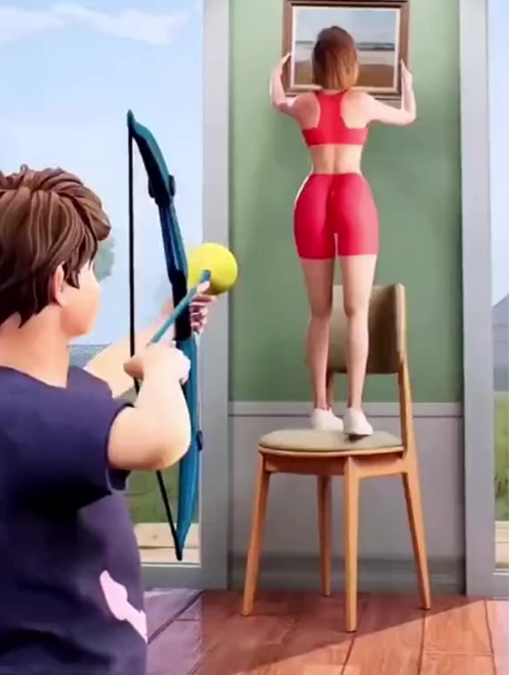 小男孩和姐姐玩游戏的时候,外面突然出现了一群丧尸