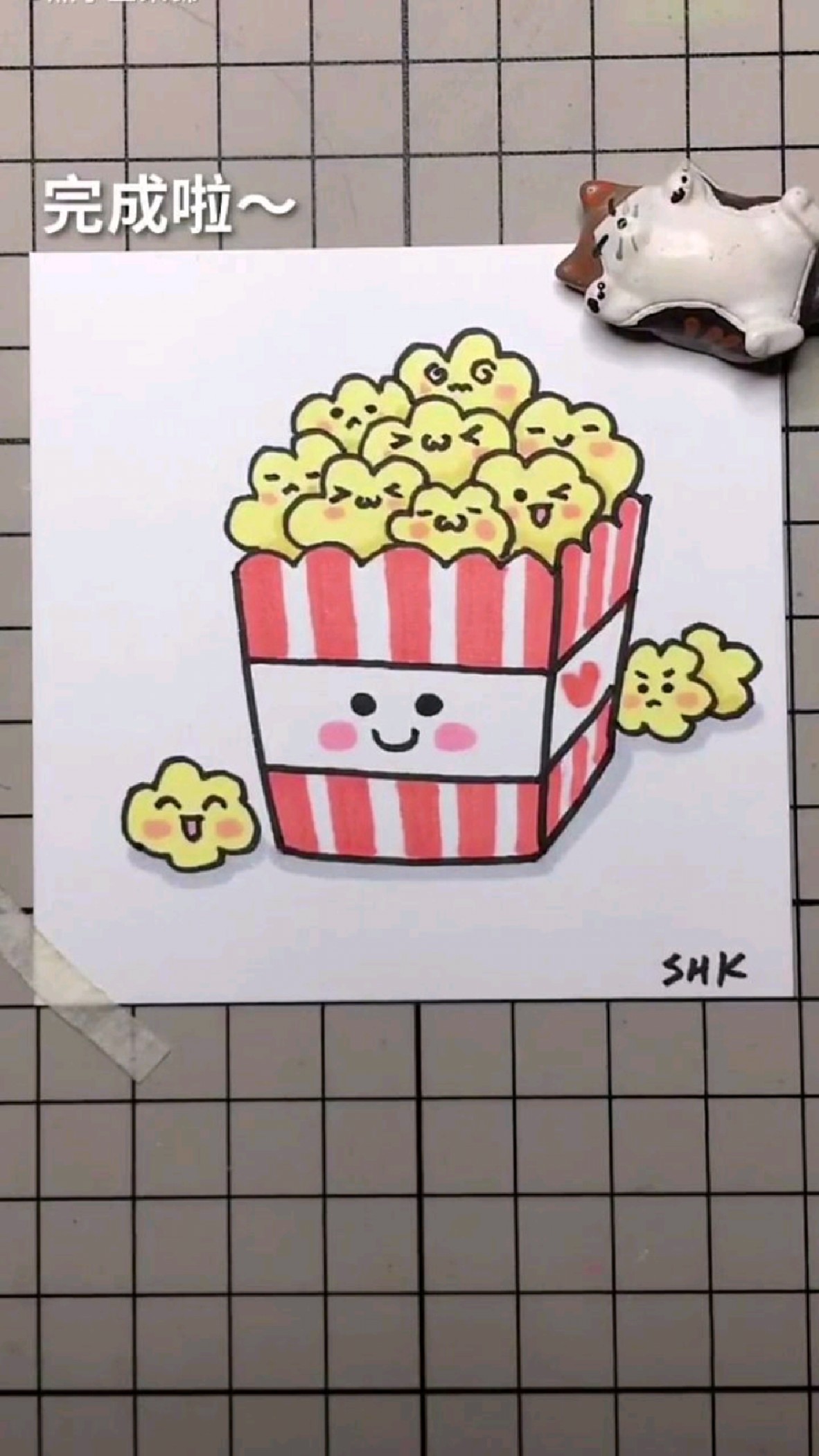 爆米花手绘简笔画,可爱到想一口全部吃掉