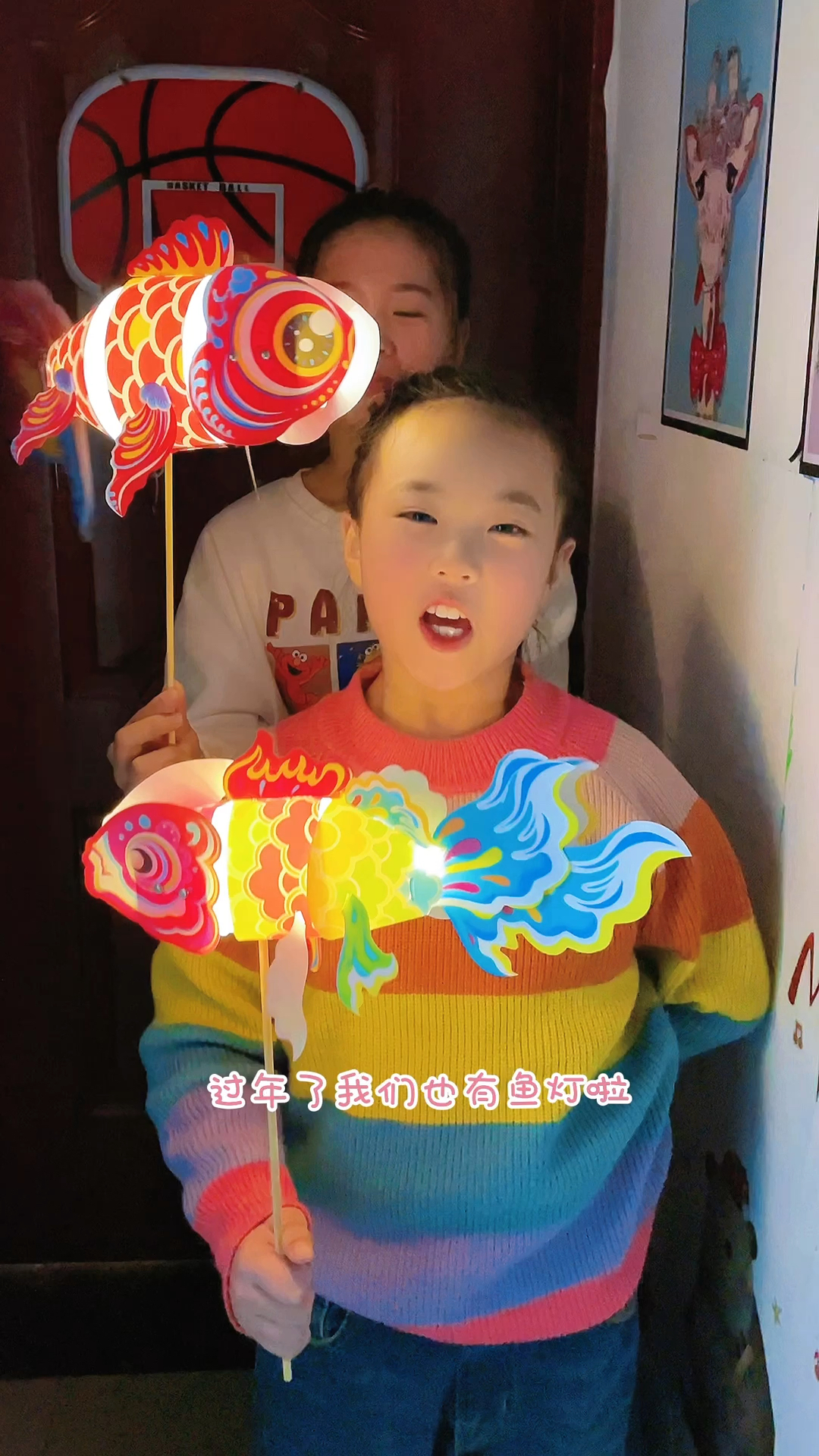 我也有新年锦鲤鱼灯,你们自己做花灯了吗