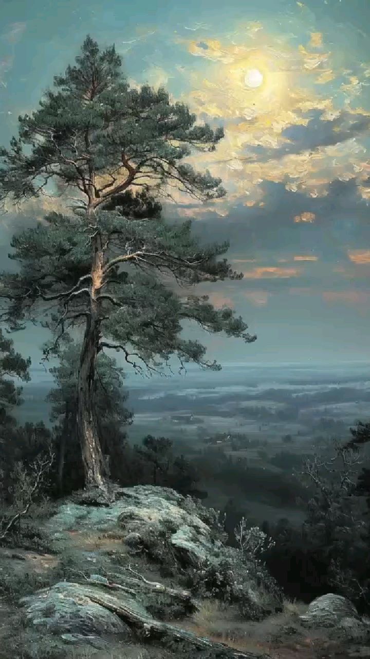 油画——夜幕之下·旷野 #艺术 #美术 #油画 #颜色搭配 #森林#现实主义画派#艺术装饰