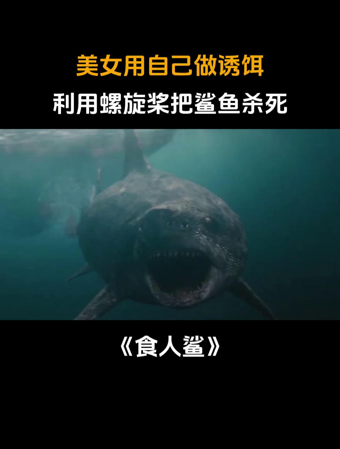 食人鲨:美女用自己做诱饵,利用螺旋桨把鲨鱼杀死,太牛了