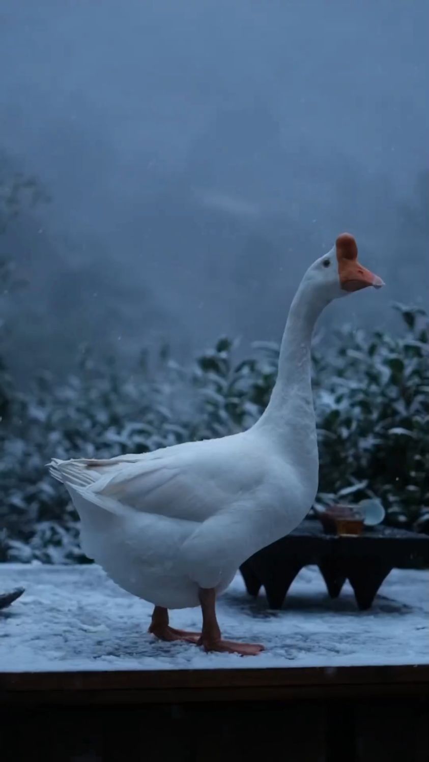 雪中大鹅,翩翩而舞,煮雪烹茶,人间雅事