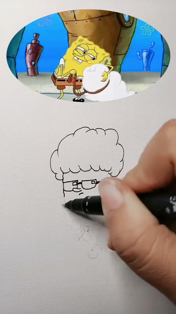 跟着动画片学画画,来看看海绵宝宝怎么画