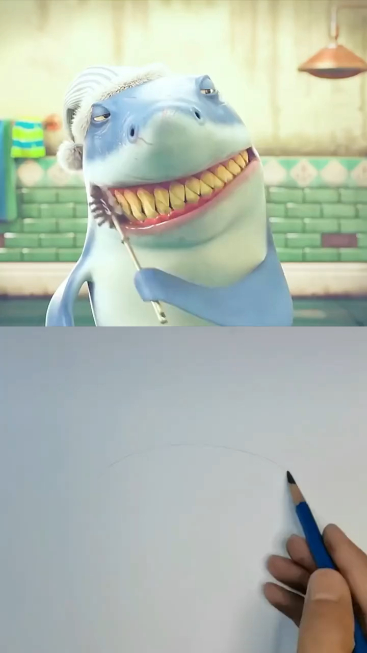 跟着动画片学画画,来看看鲨鱼怎么画