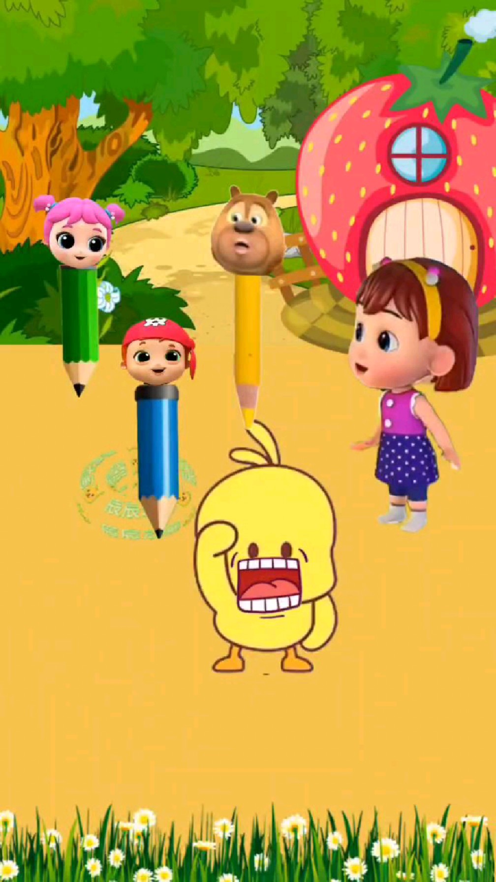 熊二给小鸭子涂上颜色#儿童动画