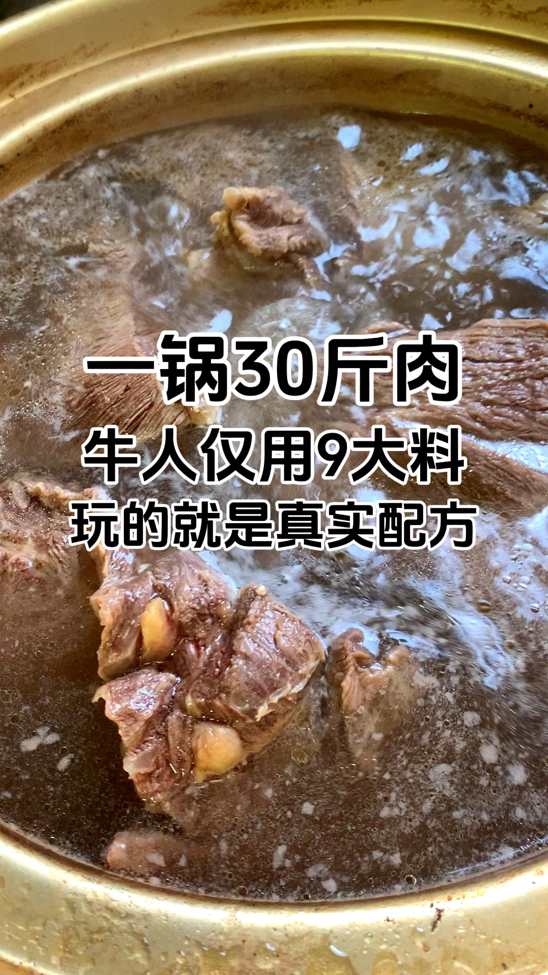 一锅肉30斤,牛人仅用“9大料”烹制,玩的就是真实配方!