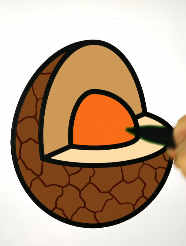 被切开一角的茶叶蛋 创意解压简笔画填色 强迫症 声控 解压 涂色