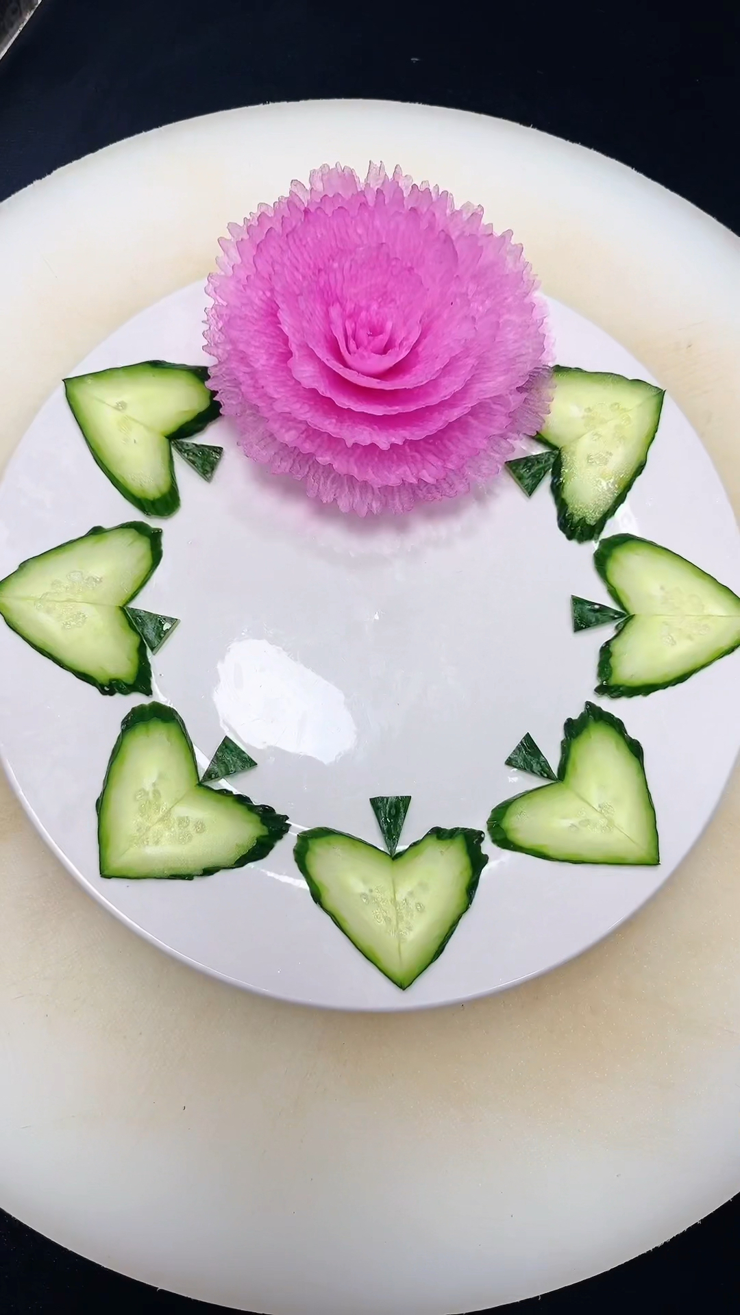 大厨爱心牡丹花摆盘