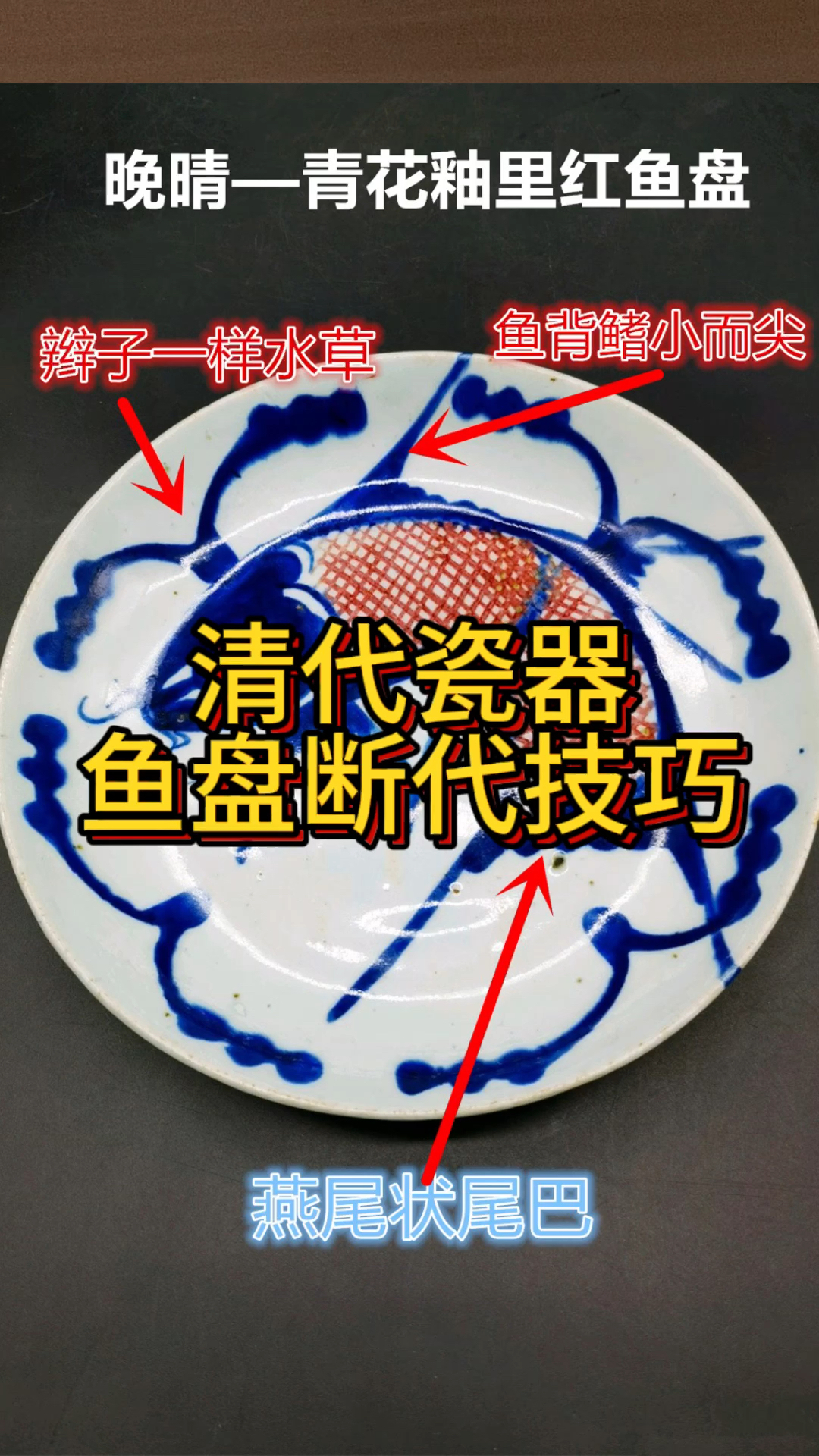 清代青花釉里红鱼盘断代技巧