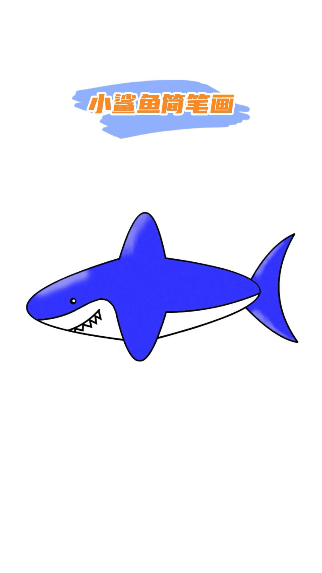小鲨鱼简笔画教程,超级简单好看