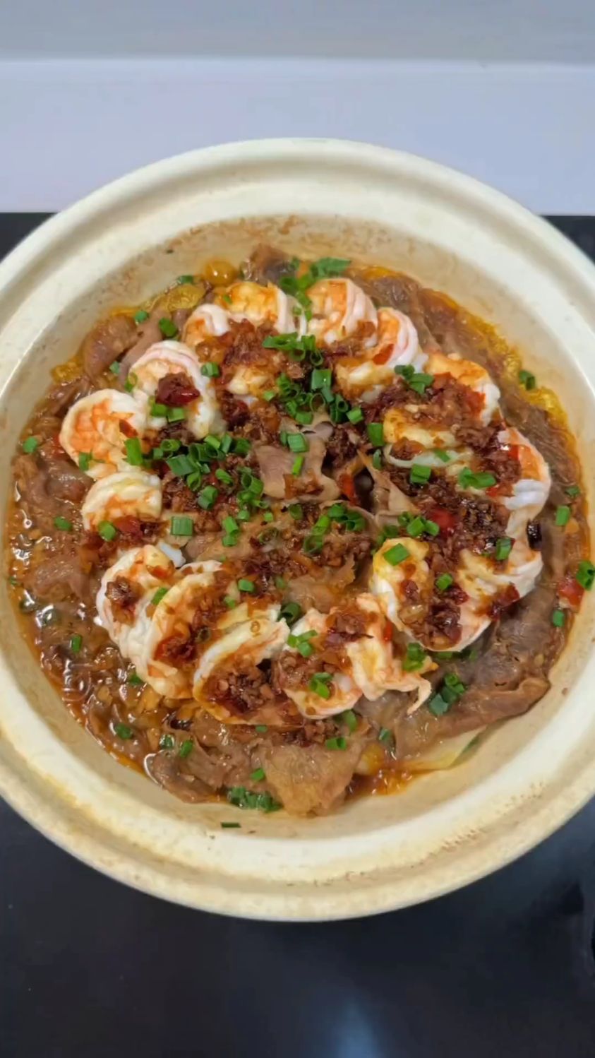 白菜粉丝虾仁煲