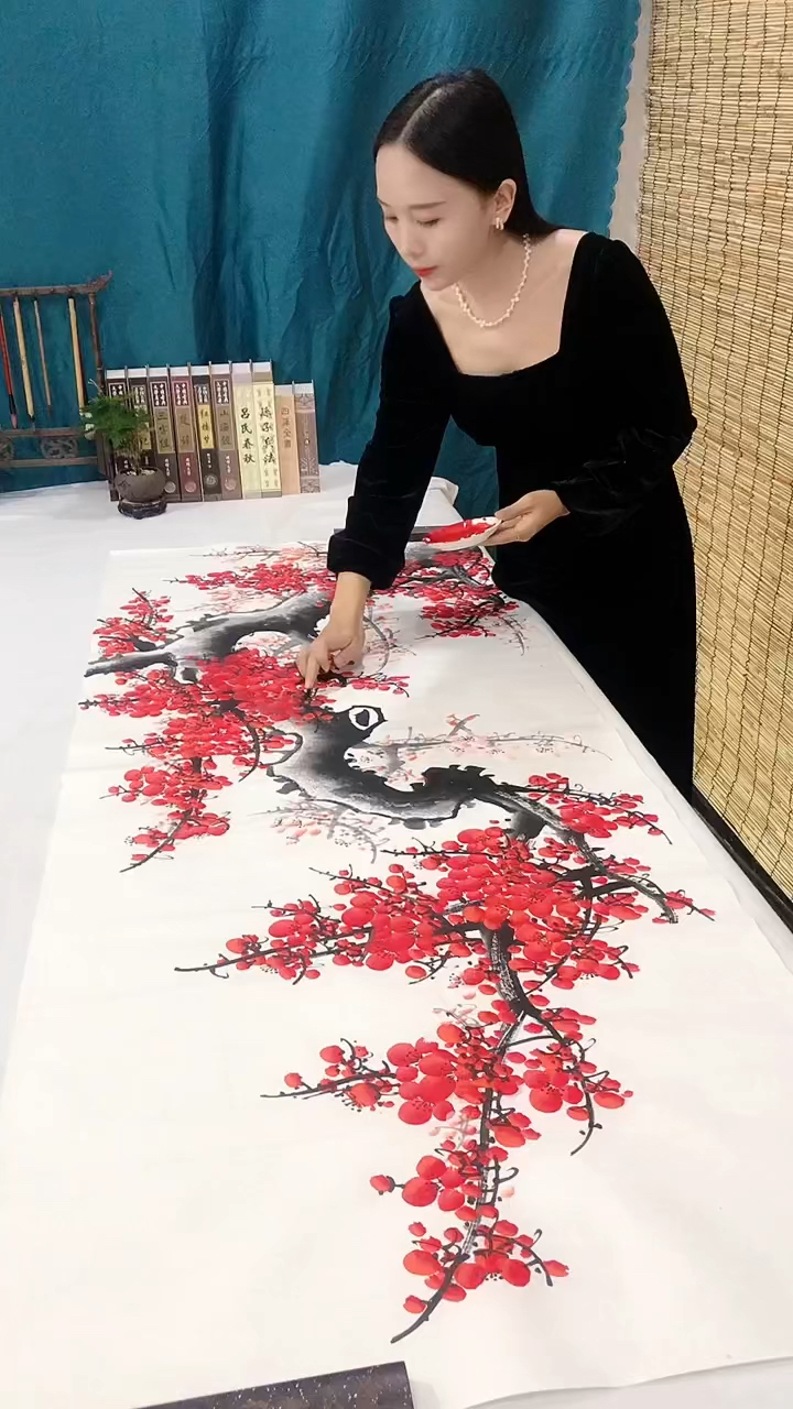 不经一番寒彻骨,怎得扑鼻梅花香。红梅报春 傲雪寒梅,国画梅花!
